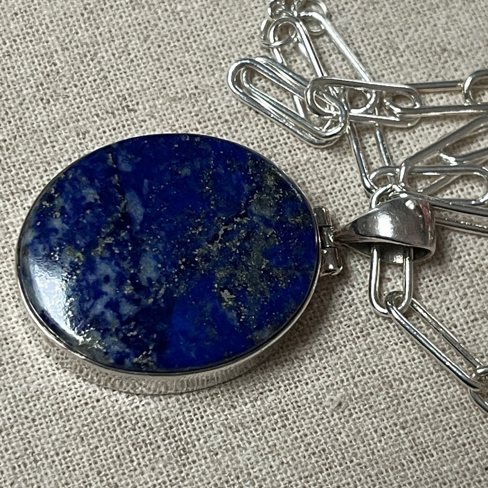 Lapis Lazuli Pendant Paper Clip Chain